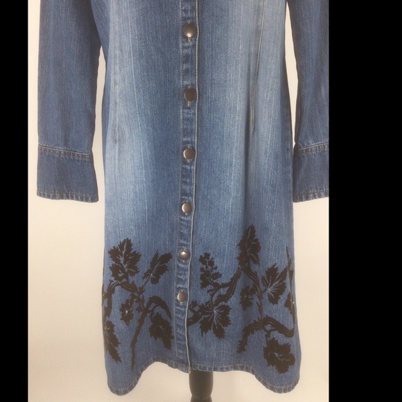 Jean Dress W/Black Trim Faded Glory Size 12-14 MIDI - Picture 3 of 6